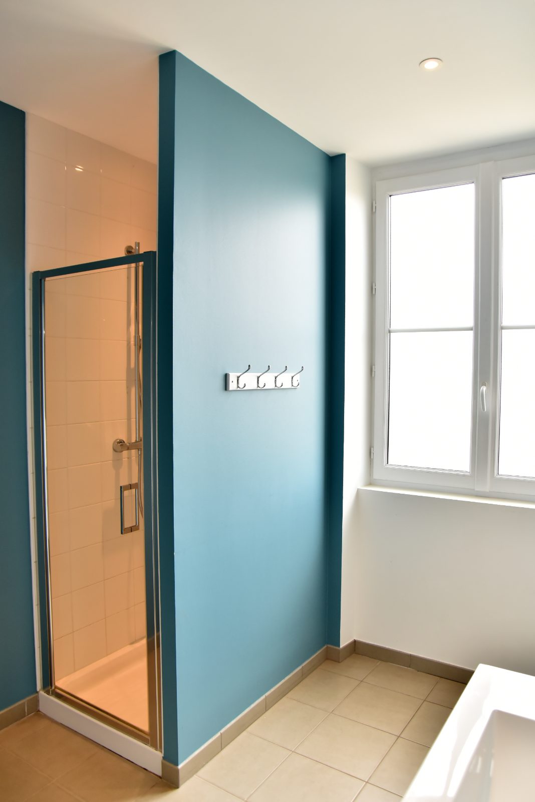Salle de bain avec douche et WC